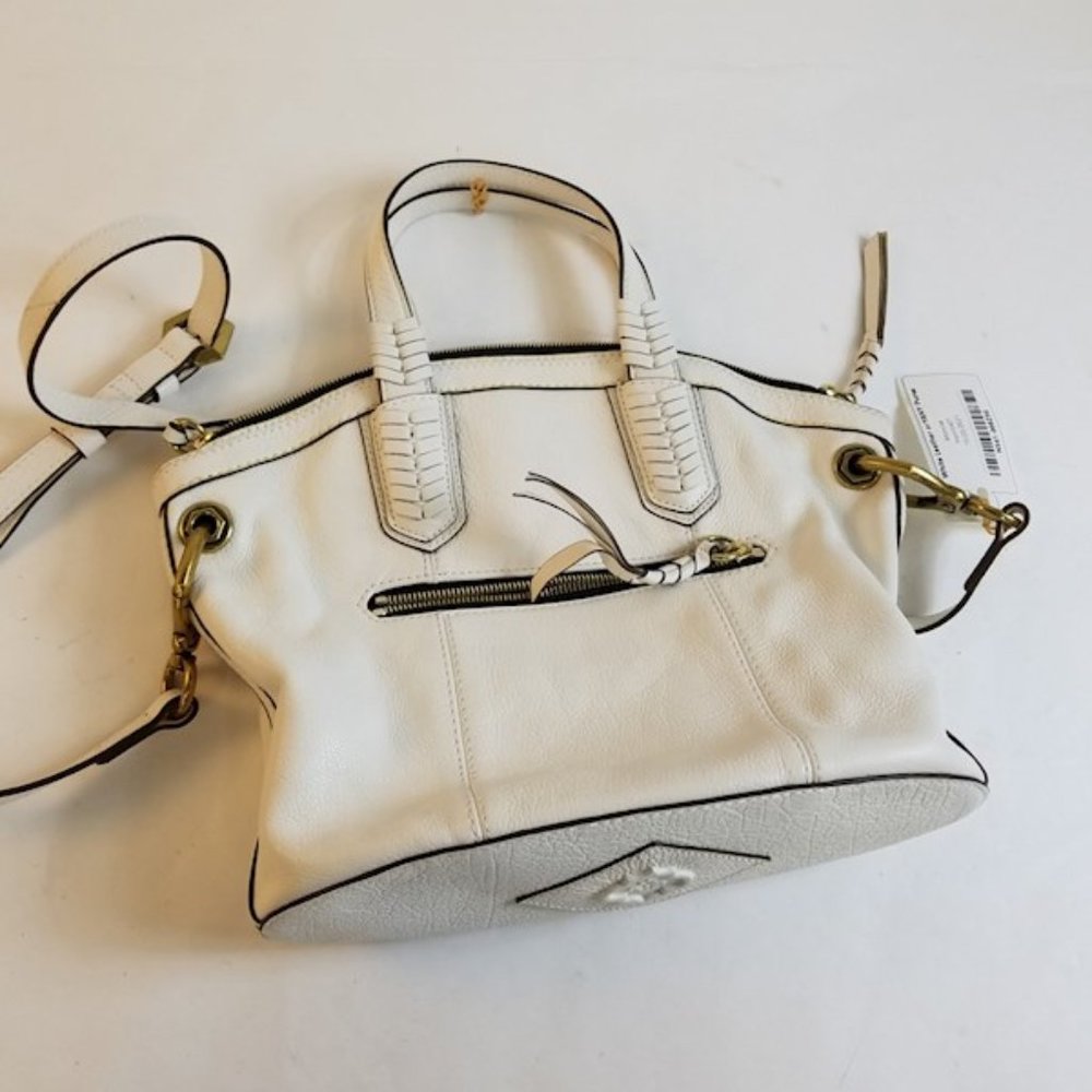 Cassie Pebbled Mini White Leather Cross Body Bag